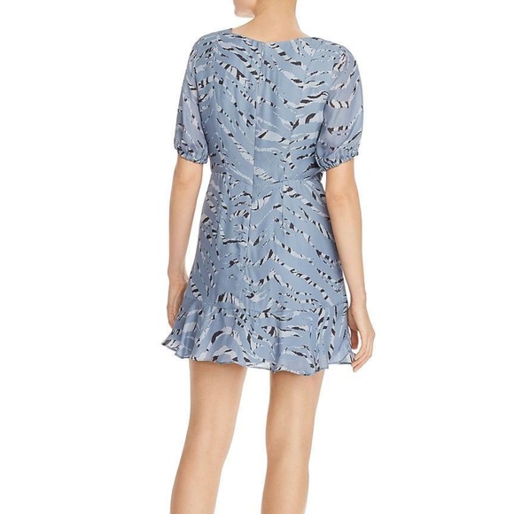 NWT Parker Soliana Silk Blend Mini Dress in Arctic Tiger Blue - Size 0 - Picture 2 of 15